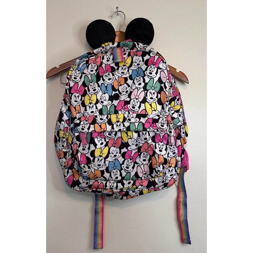 Authentic Disney Store Minnie Mouse Girls Pink Backpack 3D Ears Utility Pockets